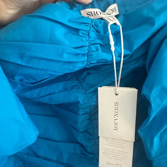 NWT Shona Joy Blue Off-Shoulder Mini Dress - Picture 3 of 6